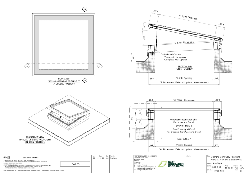 Opening Vent Only Rooflight - Manual