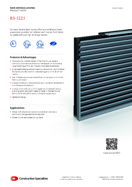 CS RS-5225 Rain Defence Louvre Product Sheet