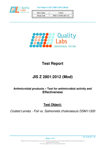 Antimicrobial Test Report