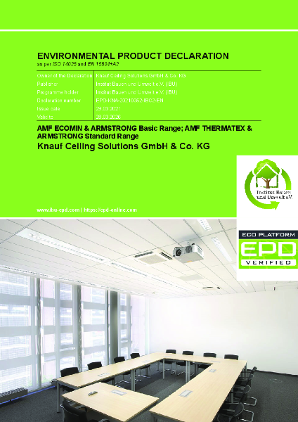  EPD AMF ECOMIN & ARMSTRONG Basic Range; AMF THERMATEX &
ARMSTRONG Standard Range
