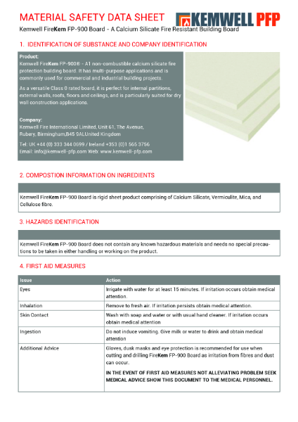 FP-900 Material Safety Data Sheet