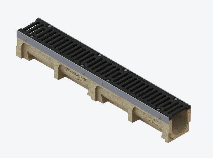 PRO 100PC Channel drain with cast iron grating H150, D400 - Drainage Channels with Grating