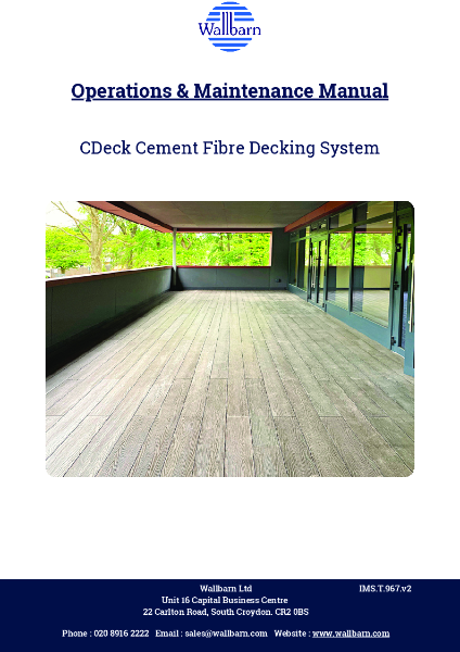 O & M Manual - CDeck Cement Fibre Decking System
