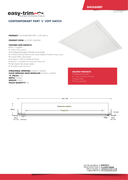 Contemporary Part L Loft Hatch Datasheet