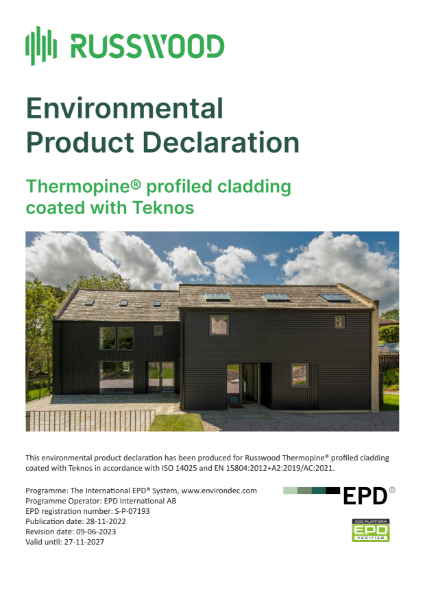 Thermopine® profiled cladding coated with Teknos® EPD