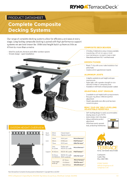 Datasheet - RynoTerraceDeck Complete Decking Systems