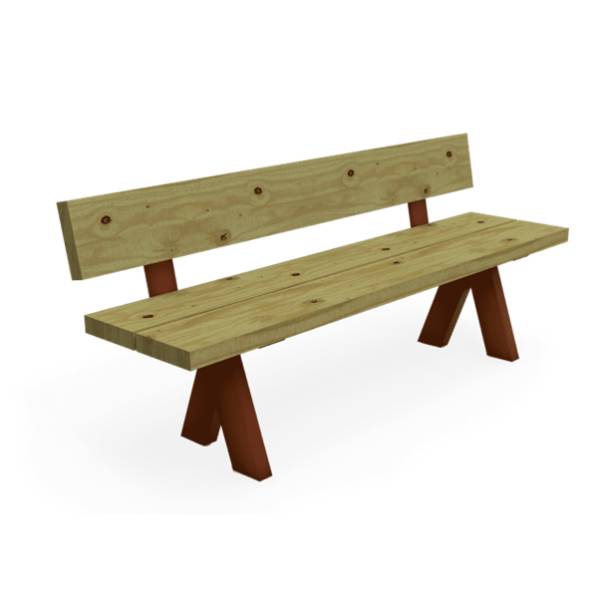 Benito Olea Wooden Park Bench - With Backrest
