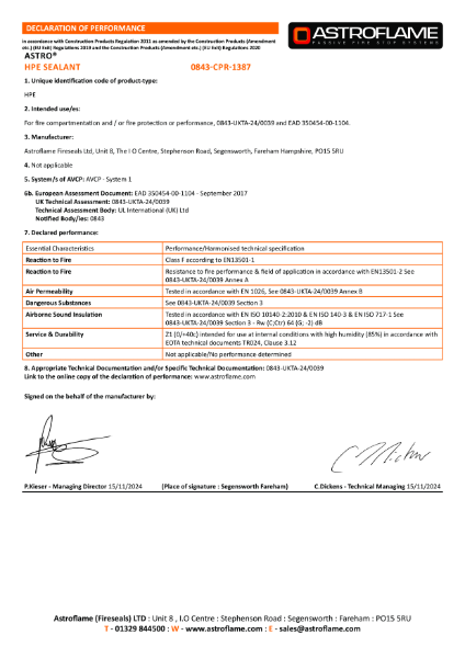 Astro HPE Sealant UKCA (DoP)