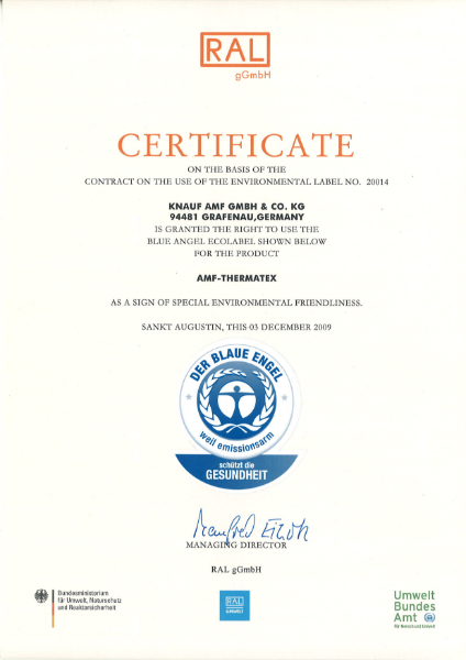 Blue Angel THERMATEX® Certificate