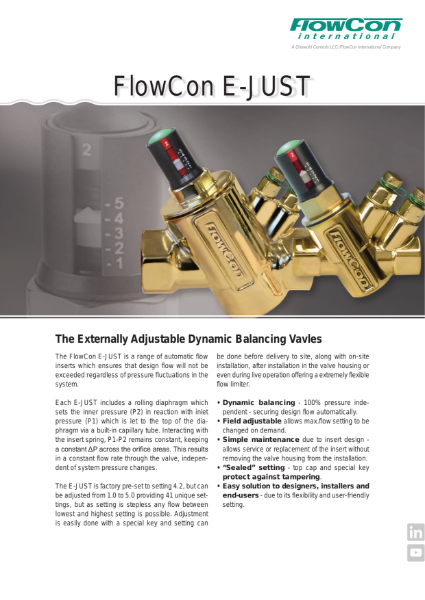 FlowCon E-Just - The Externally Adjustable Dynamic Balancing Valves