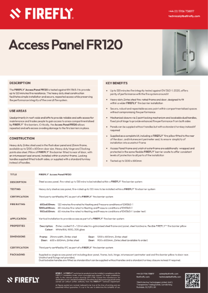 FIREFLY™ ACCESS PANEL FR120 - Data Sheet