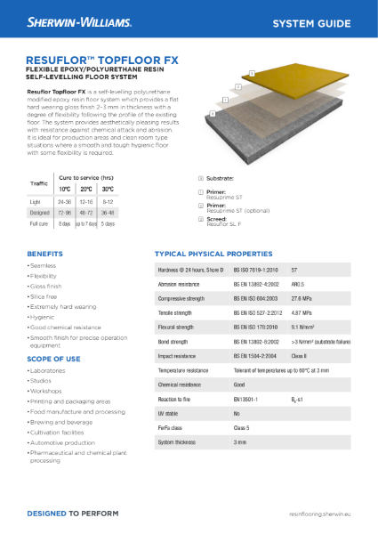 Resin flooring Resuflor Topfloor FX system