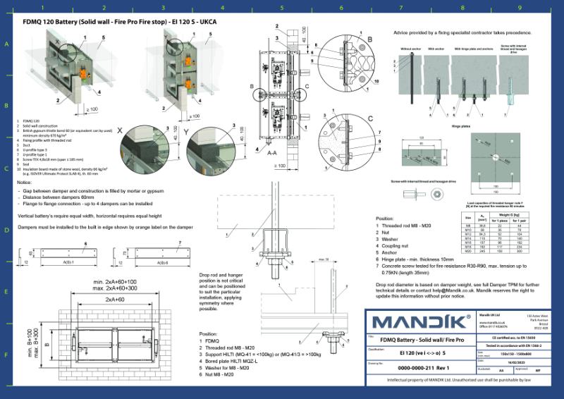 FDMQ 120 – Solid Wall 2 Damper Battery - CID (UKCA)