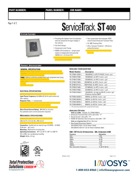 ST400 Datasheet