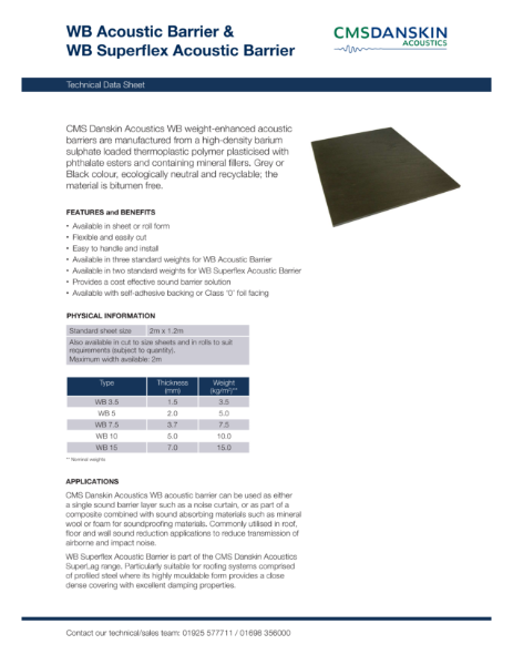 CMS Danskin Acoustics WB Acoustic Barriers - TDS Issue 8 08 2023
