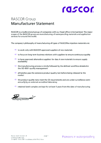 RASCOR Manufacturer Statement EN
