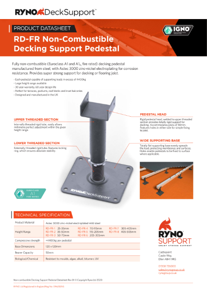 Datasheet  RD-FR Non-Combustible Decking Support Pedestal