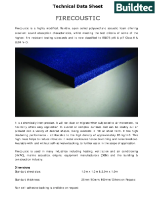 Buildtec - Firecoustic Product Data Sheet