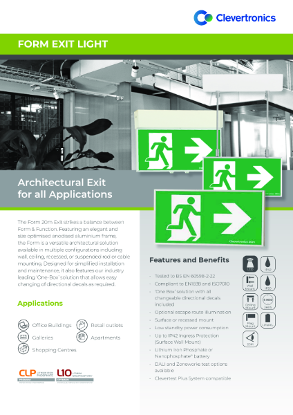 Form 20m Exit Luminaire - Product Catalogue
