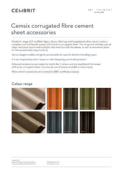 Cembrit Cemsix corrugated sheet accessories