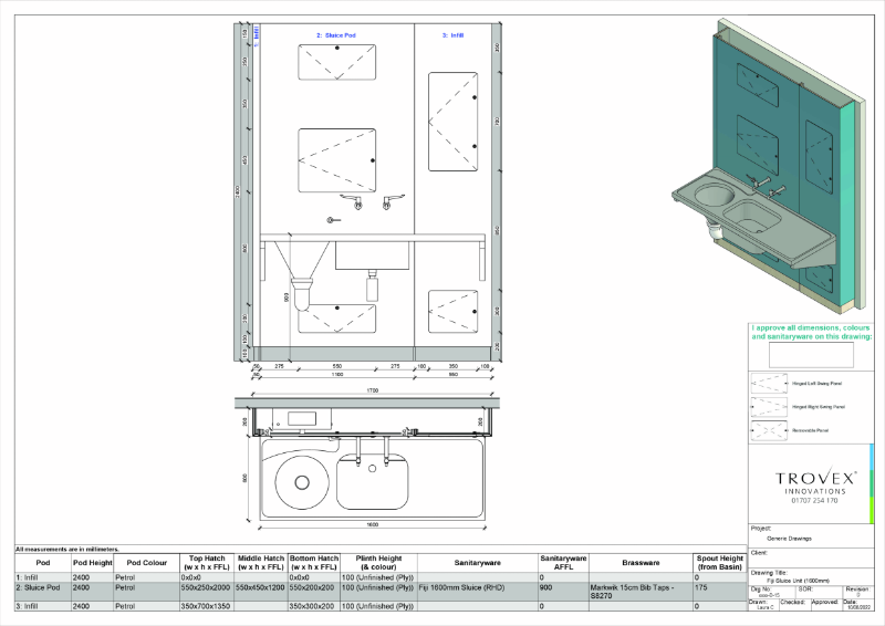 Hygipod Fiji full height – Example Drawing