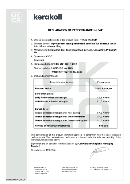 H40 Advanced DoP (UKCA) - EN.EN.0441.001