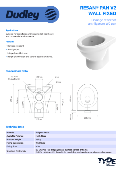 Resan Pan Standard Height Pan_Wall Fixed