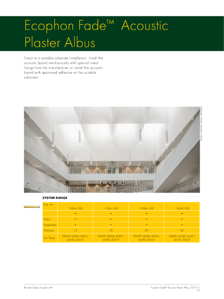 Data Sheet - fade Acoustic Plaster - Albus - 8th March 2023
