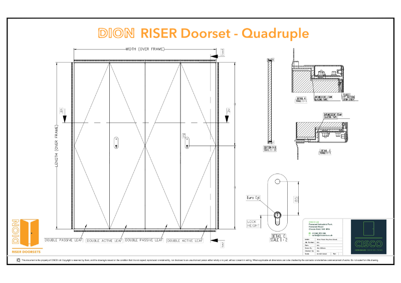 CISCO DION Concealed Riser Doorset - 35mm Plaster Stop Bead (Quad)