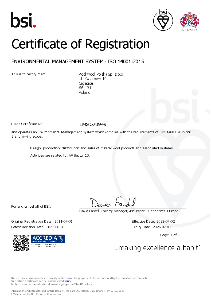 ISO 14001:2015 Certificate