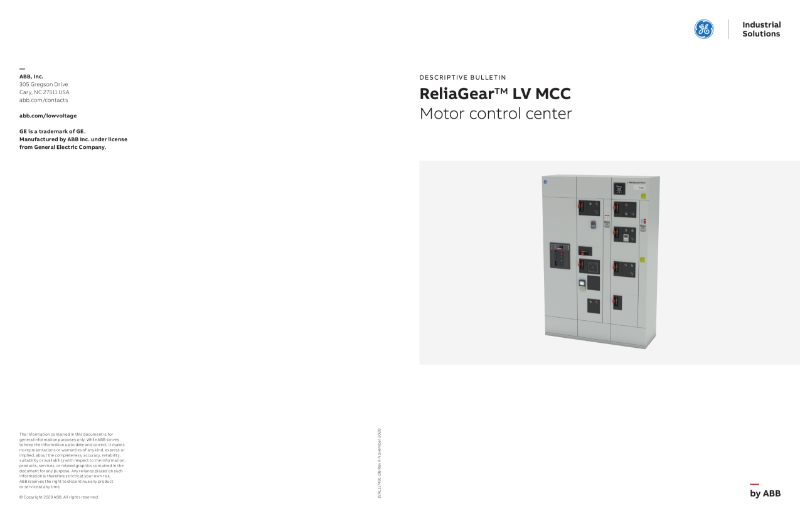 ReliaGear™ LV MCC Descriptive Bulletin