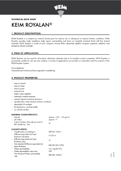 Keim Royalan Technical Data Sheet