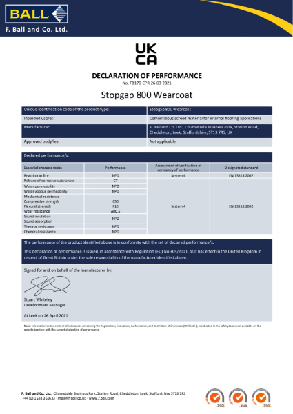 Stopgap 800 Wearcoat UKCA