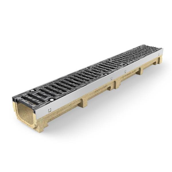 PRO 100PC Channel drain with cast iron grating H150, D400 - Drainage Channels with Grating