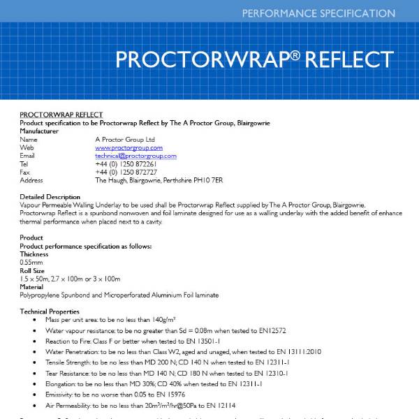 Proctorwrap Reflect Performance Specification