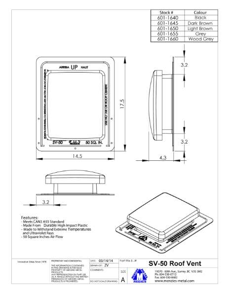 SV-50 Roof Vent 03142014