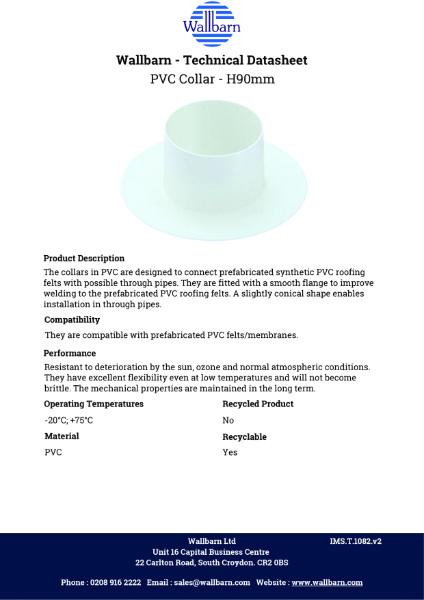 Datasheet - PVC Collar 90mm(H)