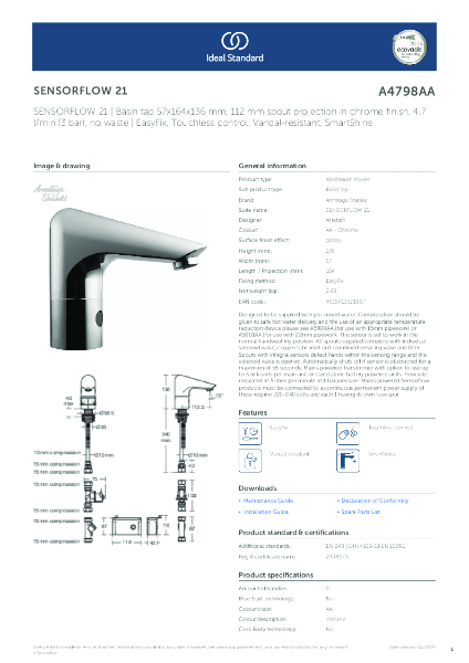 Datasheet - A4798AA SENSORFLOW 21