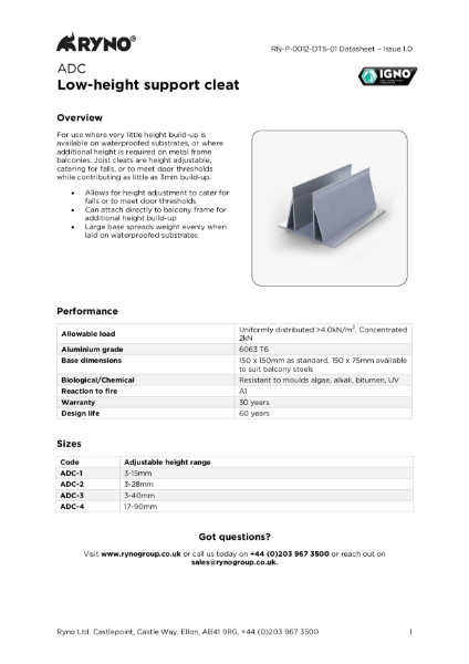 ADC Joist Cleat - Datasheet