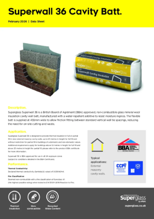 Superglass Superwall 36 Cavity Batt - Datasheet
