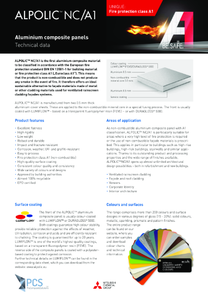 PCS ALPOLIC Technical Datasheet A1 EN 2023