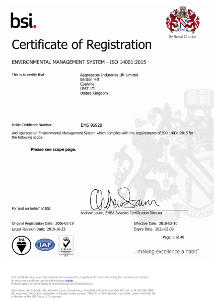 ISO 14001:2015 Certificate