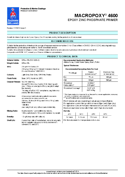 Steel Protection Macropoxy® 4600 Product Data Sheet