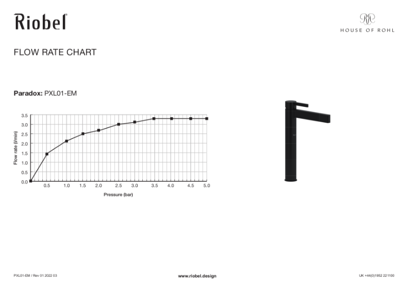 Paradox Tall Single Lever Basin Mixer Flow Rate