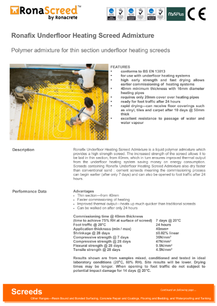 Ronafix Underfloor Heating Screed Admixture