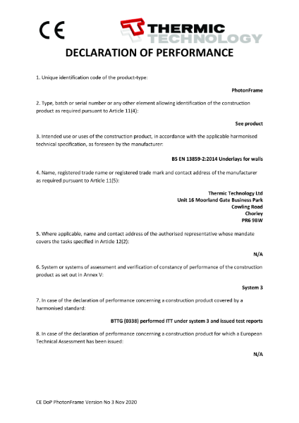 PhotonFrame (standard) CE DoP