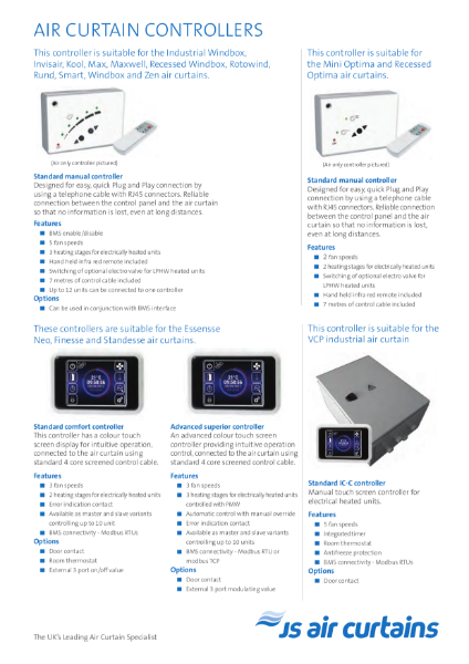 Air Curtain Controllers leaflet