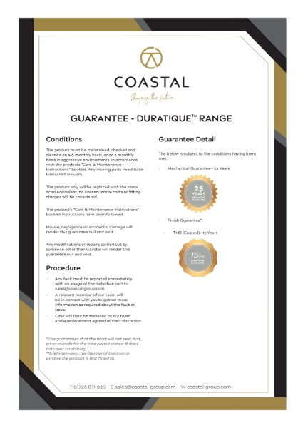 Coastal DURATIQUE™ Hardware Guarantee