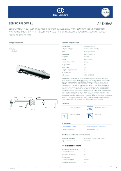 Datasheet - A4846AA SENSORFLOW 21