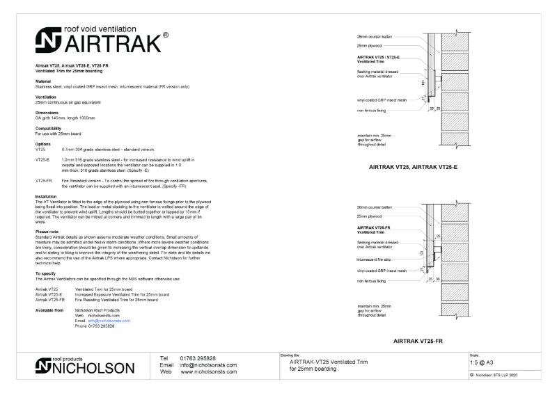 AIRTRAK VT25 Tech Data Sheet